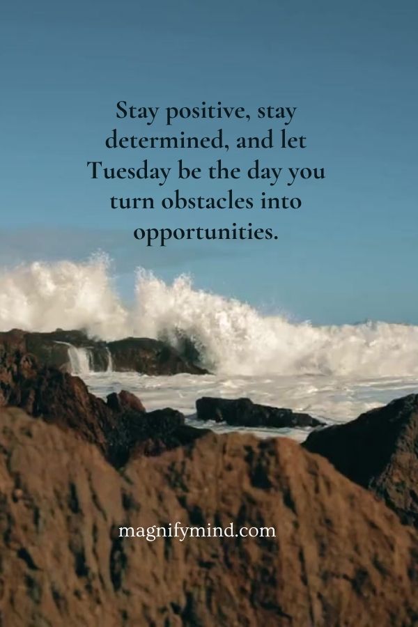 Stay positive, stay determined, and let Tuesday be the day you turn obstacles into opportunities