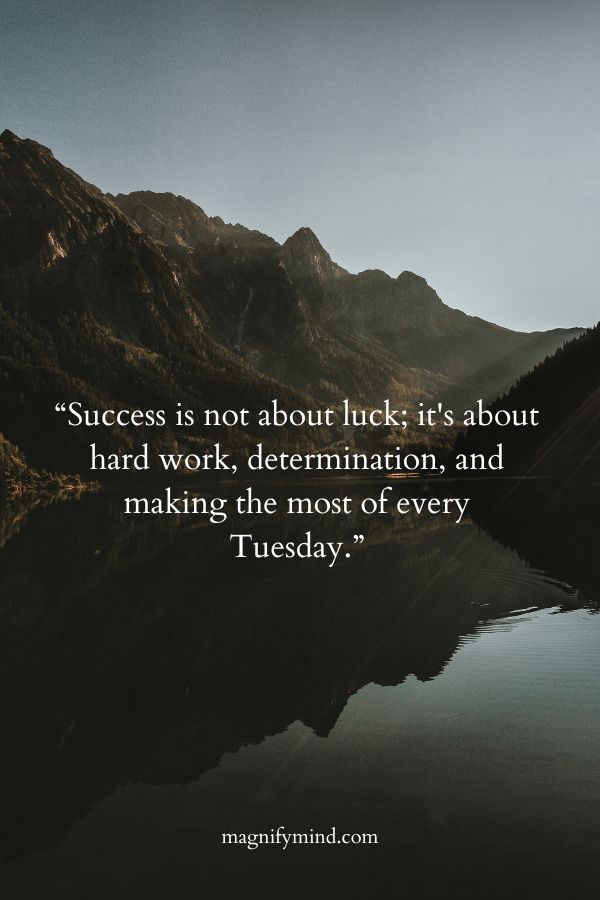 Success is not about luck; it's about hard work, determination, and making the most of every Tuesday