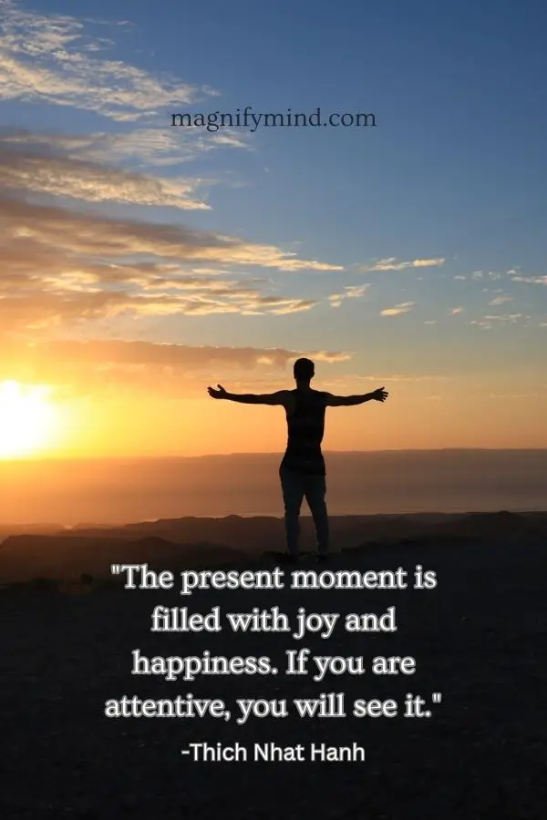 The present moment is filled with joy and happiness. If you are attentive, you will see it