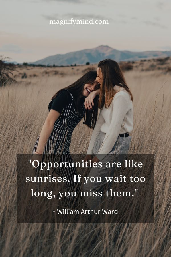 Opportunities are like sunrises. If you wait too long, you miss them