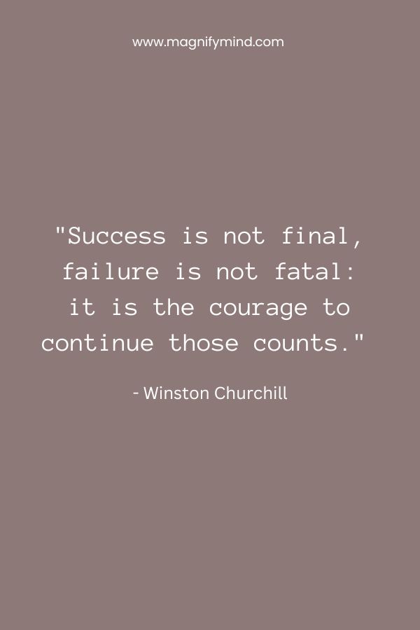 Success is not final, failure is not fatal- it is the courage to continue those counts