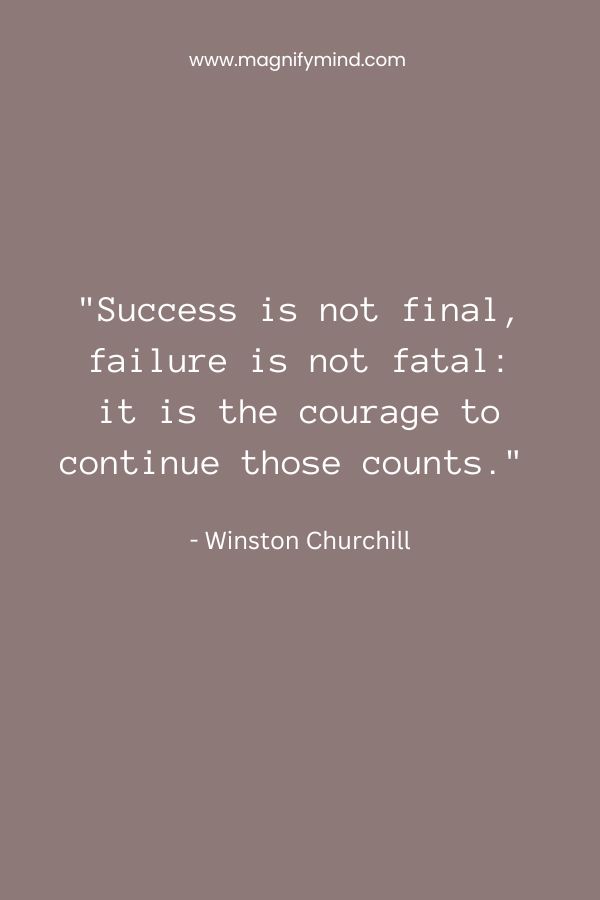 Success is not final, failure is not fatal- it is the courage to continue those counts