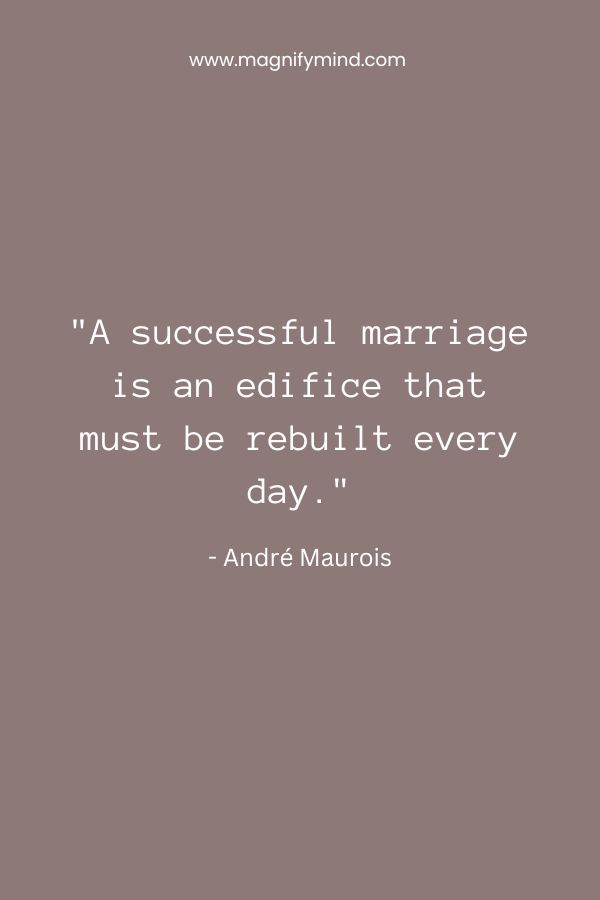 A successful marriage is an edifice that must be rebuilt every day