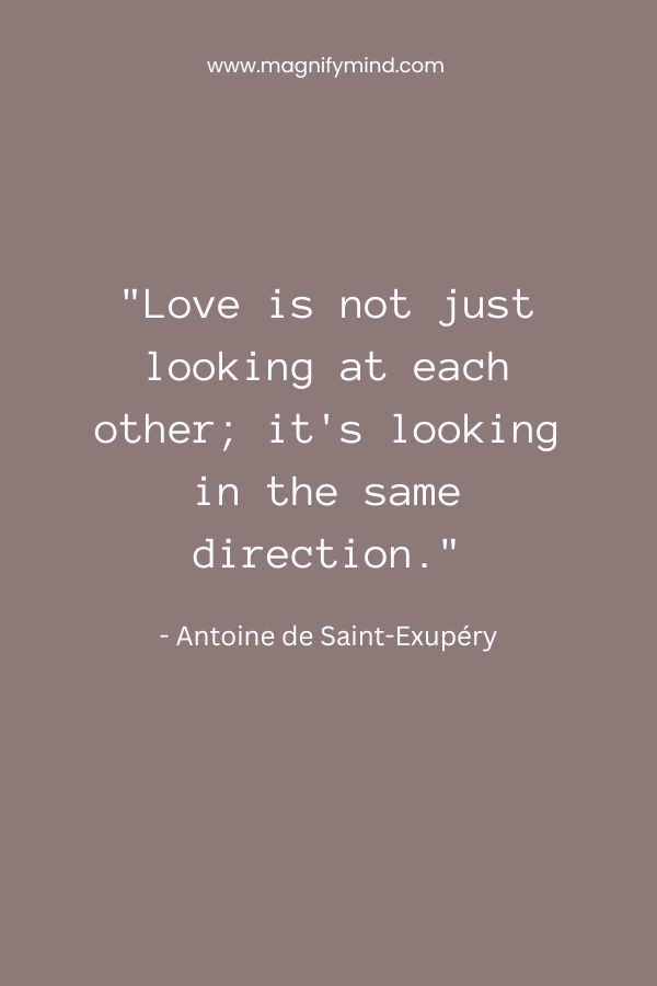 Love is not just looking at each other; it's looking in the same direction