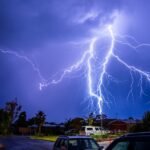 lightning strikes a car